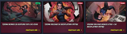 Iskoristi sportski bonus za dopunu – 50% do €500 svaki tjedan Sportski tjedni bonus za dopunu – 50% do €500