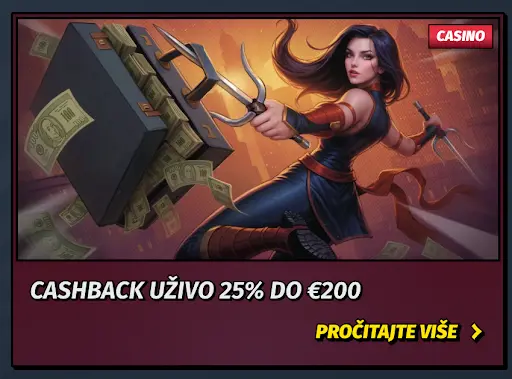 Iskoristi 25% cashback uživo u casinu do maksimalno €200 Casino cashback uživo – 25% povrata do €200