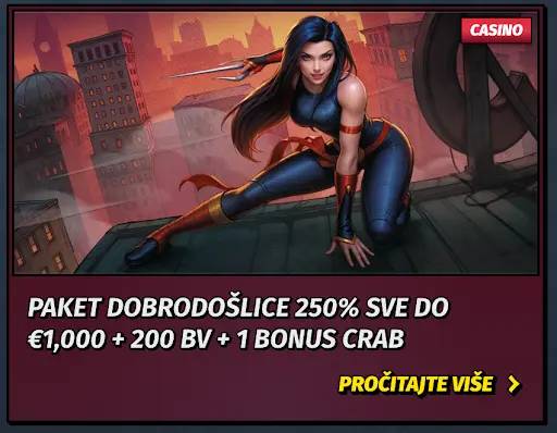 Iskoristi 250% bonus dobrodošlice do €1,000 + 200 BV + 1 Bonus Crab – AllySpin Casino Paket dobrodošlice u AllySpin casinu – 250% bonus do €1,000, 200 besplatnih vrtnji i 1 Bonus Crab
